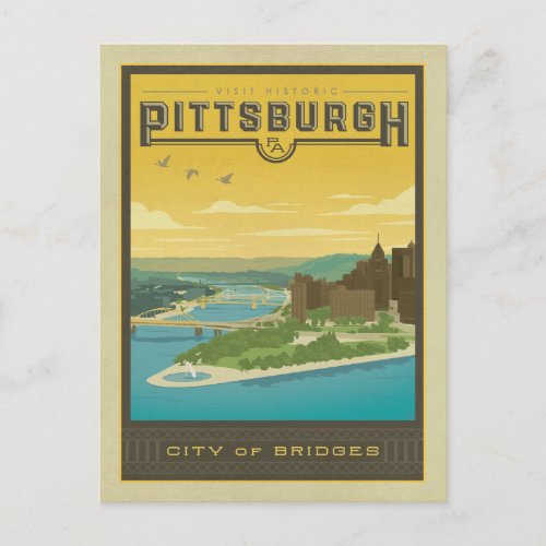 Save the Date  Pittsburgh PA _ City of Bridges Announcement Postcard