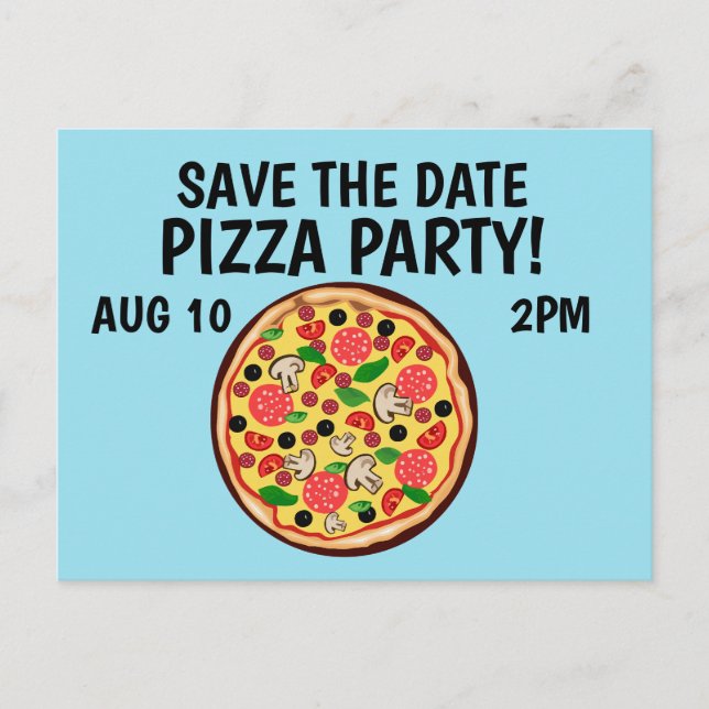 SAVE THE DATE PIZZA PARTY INVITATIONS Postcards (Front)