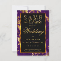 Save the Date Plum Purple and Gold Marble 2