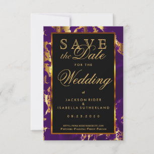 Save the Date Plum Purple and Gold Marble 2