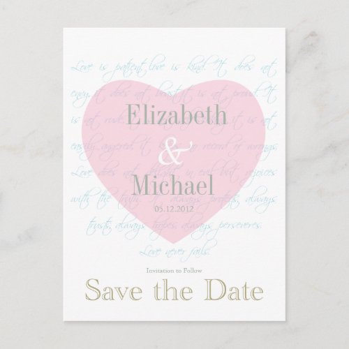 Save the Date Poem with Heart Announcement Postcard
