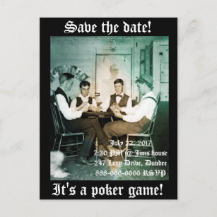 SAVE THE DATE POKER PARTY 1890 PHOTOGRAPH MEN ANNOUNCEMENT POSTCARD