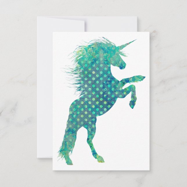 Save The Date Polka Dot Blue Unicorn (Front)