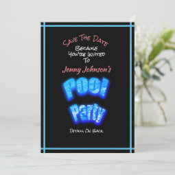 Save The Date Pool Girl Party Birthday Invitation | Zazzle