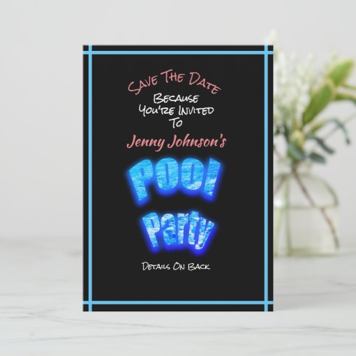 Save The Date Pool Girl Party Birthday Invitation | Zazzle