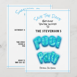Save The Date Pool Party Birthday Invitation White | Zazzle