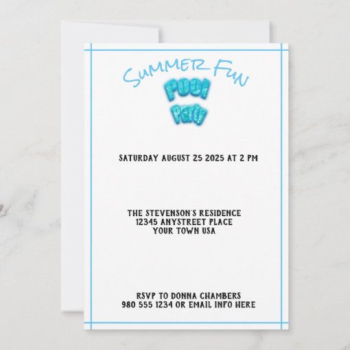 Save The Date Pool Party Birthday Invitation White | Zazzle