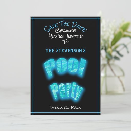 Save The Date Pool Party Birthday Party Invitation | Zazzle