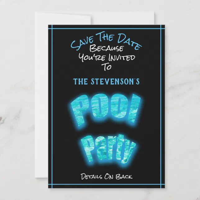 Save The Date Pool Party Birthday Party Invitation | Zazzle
