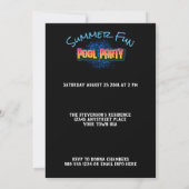 Save The Date Pool Party Invitation Black (Back)