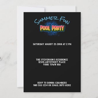 Save The Date Pool Party Invitation Black | Zazzle