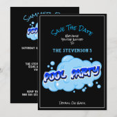 Save The Date Pool Party Invitation Blue Bubbles | Zazzle