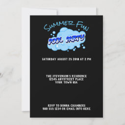 Save The Date Pool Party Invitation Blue Bubbles | Zazzle