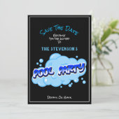 Save The Date Pool Party Invitation Blue Bubbles | Zazzle