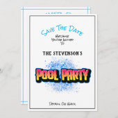 Save The Date Pool Party Invitation White (Front/Back)