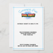 Save The Date Pool Party Invitation White (Back)