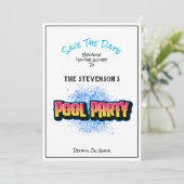 Save The Date Pool Party Invitation White (Standing Front)