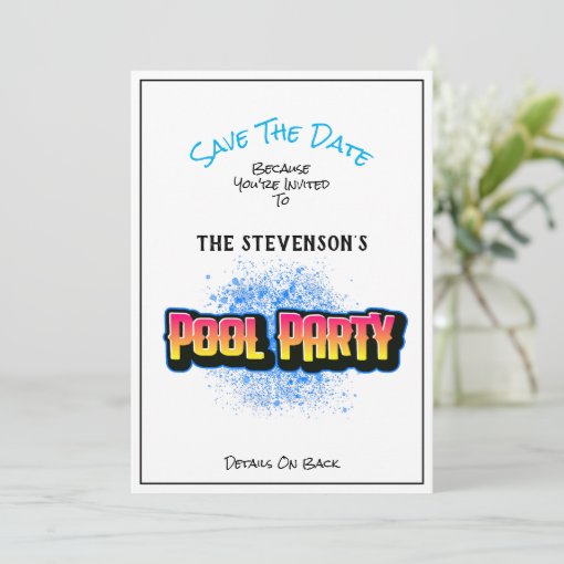 Save The Date Pool Party Invitation White | Zazzle