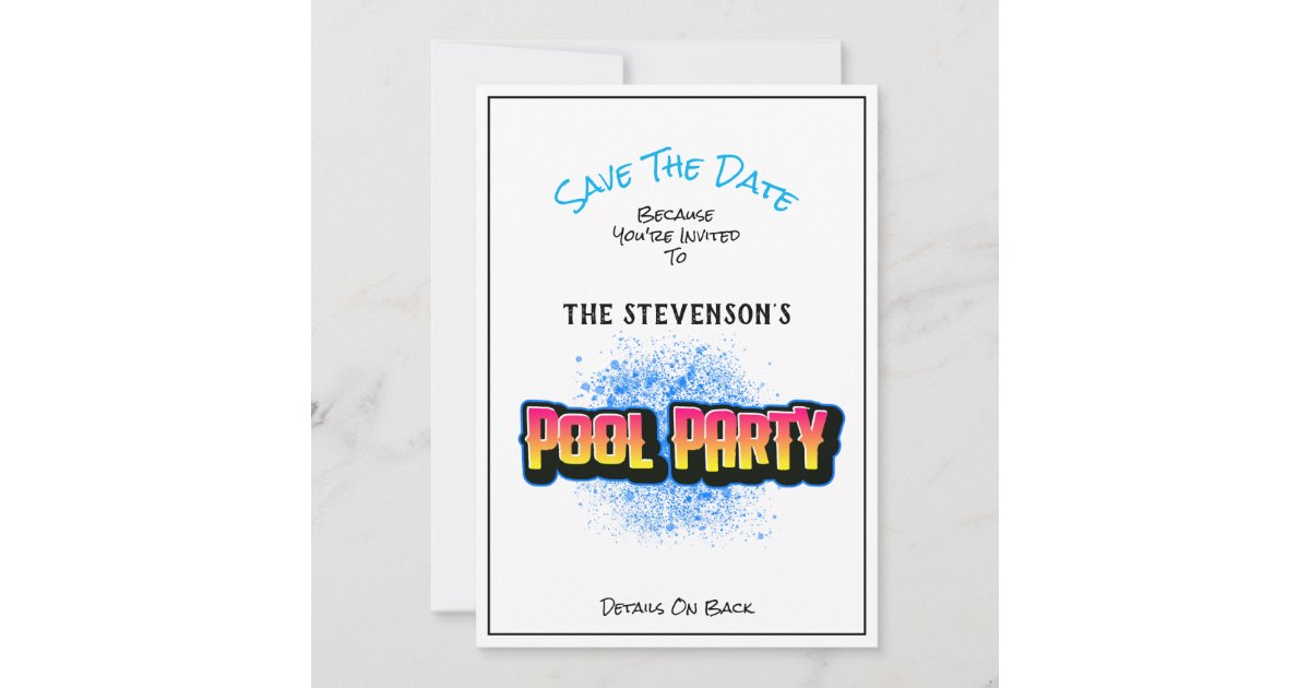 Save The Date Pool Party Invitation White | Zazzle