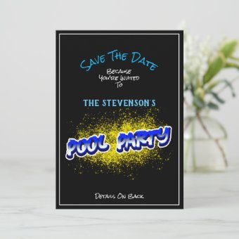 Save The Date Pool Party Invitation Yellow Splash | Zazzle
