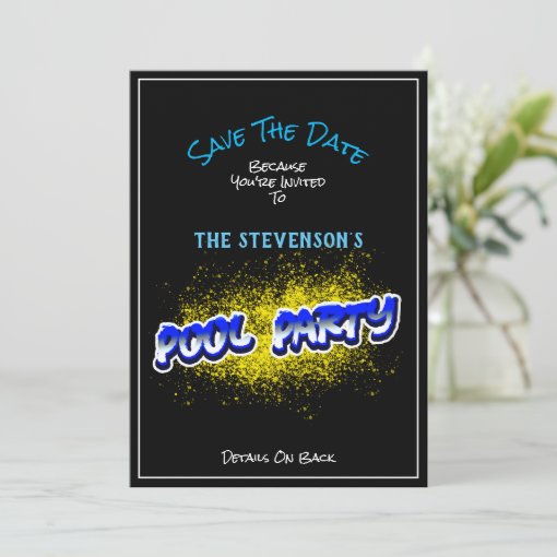 Save The Date Pool Party Invitation Yellow Splash | Zazzle