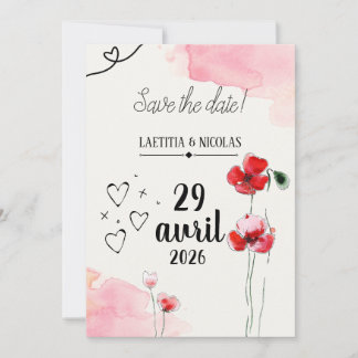 Save the date "poppies" invitation