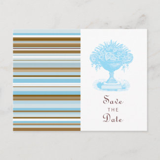 SAVE THE DATE, Postcard, Blue & Brown Announcement Postcard