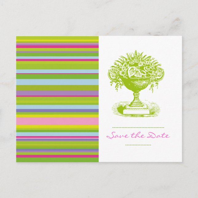 SAVE THE DATE, Postcard, Colorful Chic Announcement Postcard (Front)