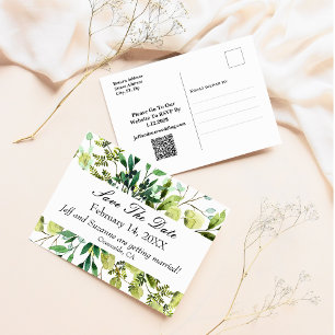 Save The Date Postcard Eucalyptus Greenery