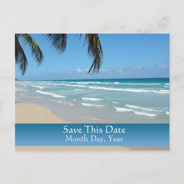 Save the Date Postcard for Beach Wedding (Front)
