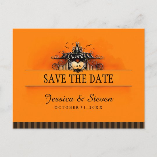 Save The Date Postcard Halloween Love Zazzle Com