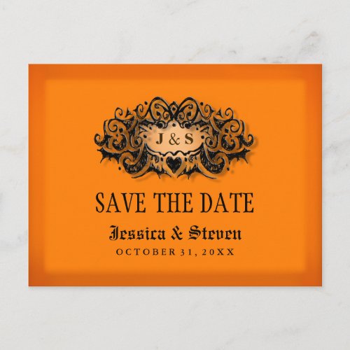 Save the Date Postcard _ Halloween Orange  Black