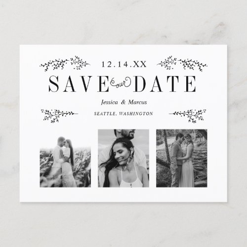 Save the Date Postcard in Black and White