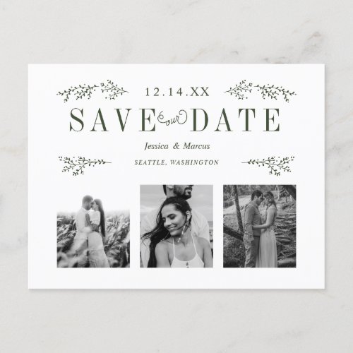 Save the Date Postcard in Dark Green