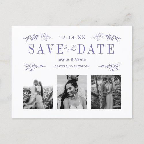 Save the Date Postcard in Lavender Purple