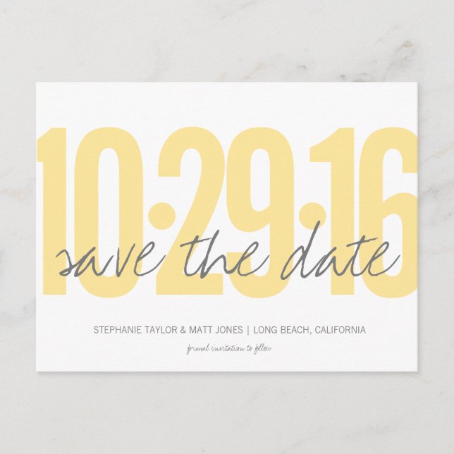 Save The Date Postcard, Large Date Announcement Postcard (Front)