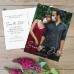 Save The Date Postcard - Minimal Script<br><div class="desc">Congratulations on your engagement! Make sure everyone is able to attend your big event with our lovely Save The Dates! And with these lovely postcards you can easily edit and mail! Click the "Customize it" button to get started with your layout! This product includes images that are intended to be...</div>