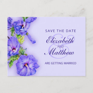 Save the Date Postcard painted hibiscus