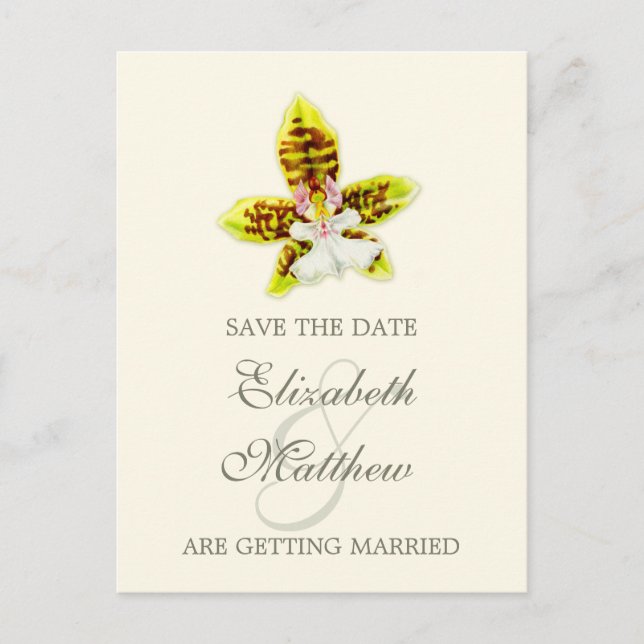 Save the Date Postcard painted orchid (Front)