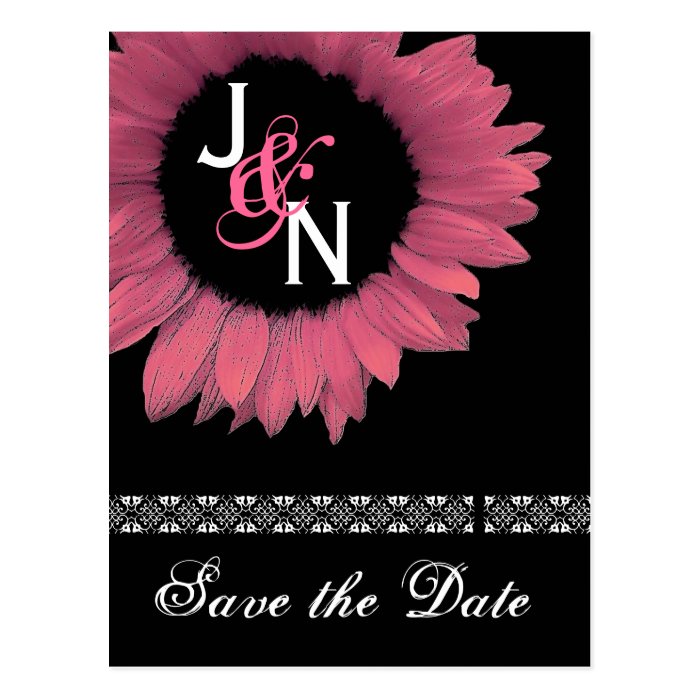 Save the Date Postcard   Pink Sunflower