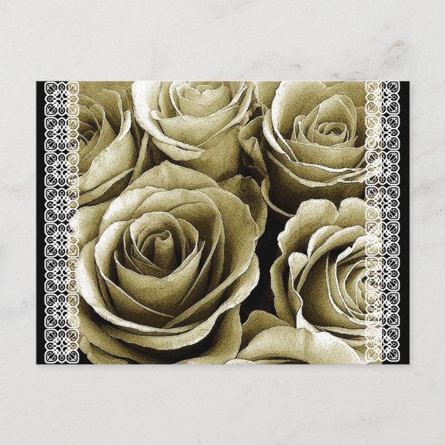 Save the Date Postcard SEPIA Roses (Front)