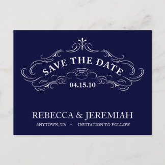 Save the Date Postcard with Calligraphic Frame