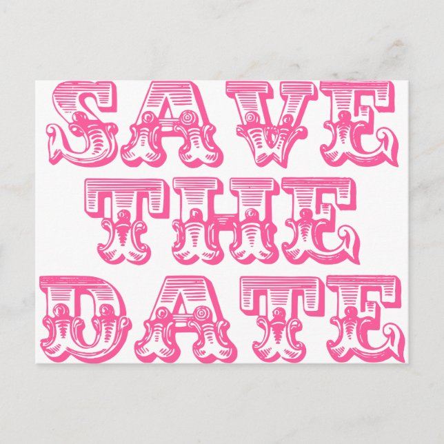 Save the Date Postcards in Hot Pink/Fuschia (Front)