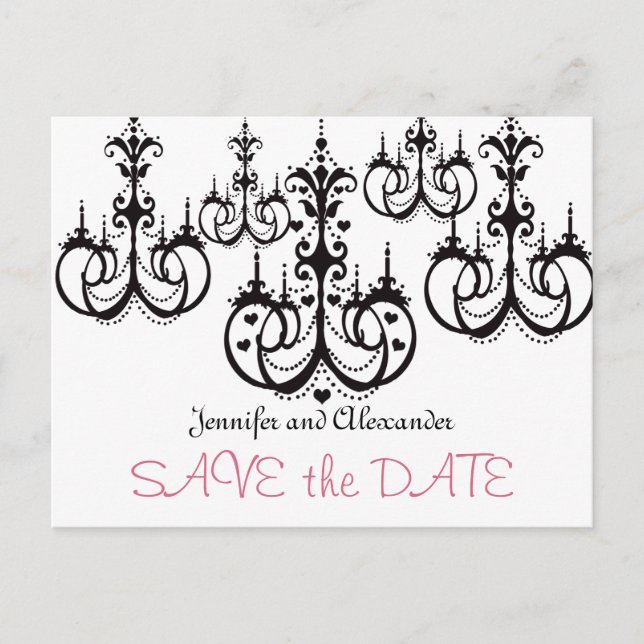 Save the Date Postcards with Chandeliers (Front)