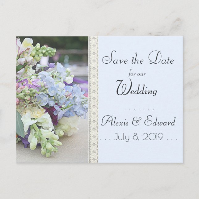 Save The Date - Pretty Floral Postcard (Front)