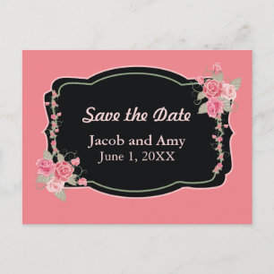 Save the Date Pretty Pink Floral Announcement Post Postcard