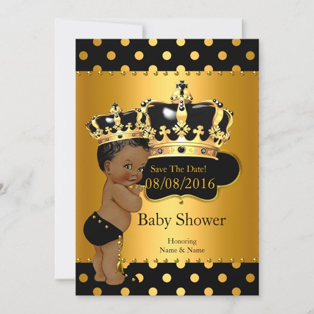 Save The Date Prince Baby Shower Ethnic (Front)