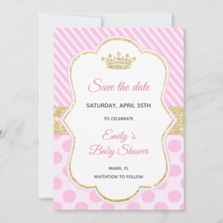 Save The Date Princess Glitter Pink Gold