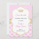 Save The Date Princess Glitter Pink Gold at Zazzle