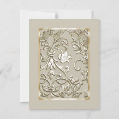 Save the Date Printed Embossed Champagne Damask